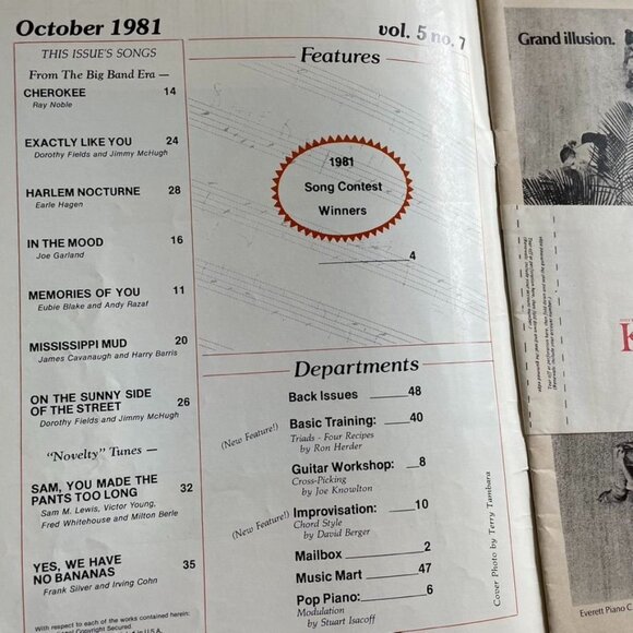 Sheet Music Magazine October 1981 Features 1981 Song Contest Winners u - Picture 4 of 5